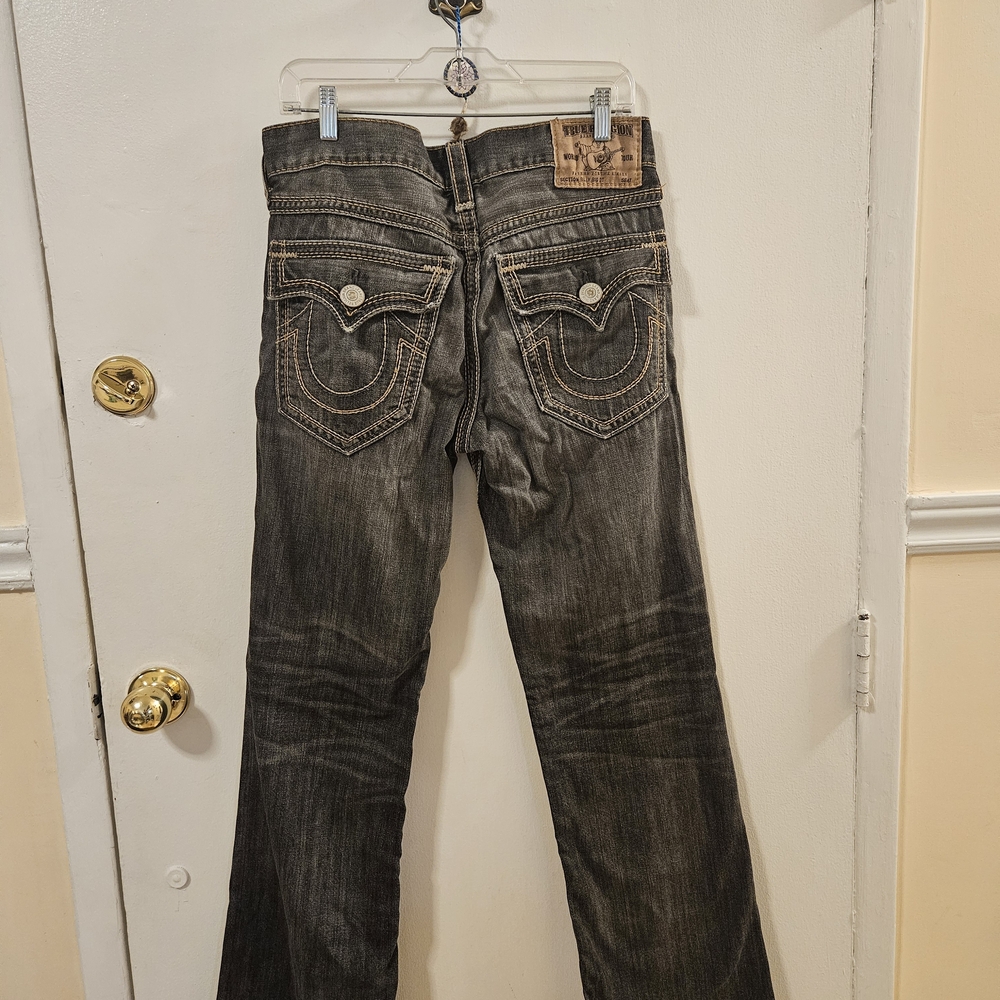 True Religion Black Denim Jeans with Contrast Stitching